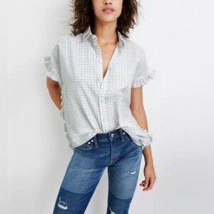 MADEWELL Windowpane Ruffle Side Shirt - S